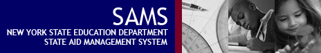New York State Education Department State Aid Management System (SAMS) Site Header with images of Children Learning